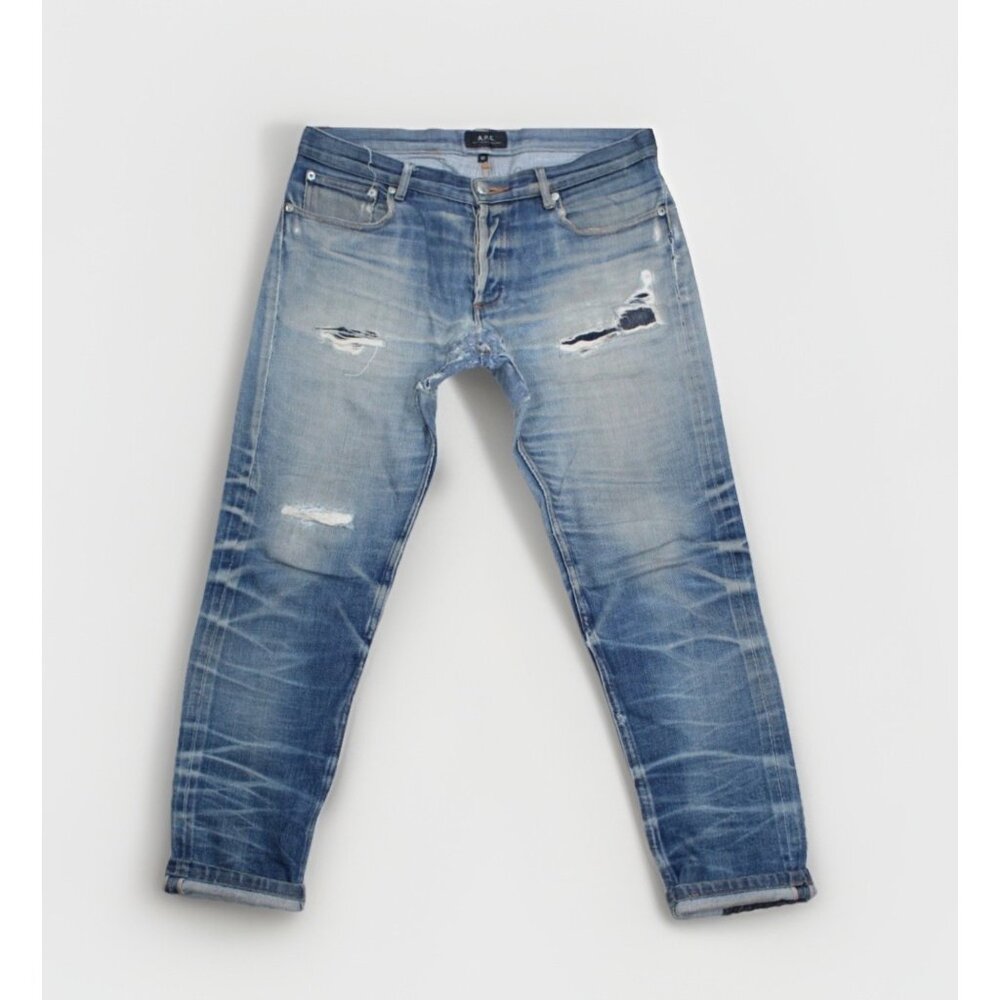 Butler A.P.C. Petit New Standard Selvedge Denim Jeans Men 32x28 Destroyed Blue
